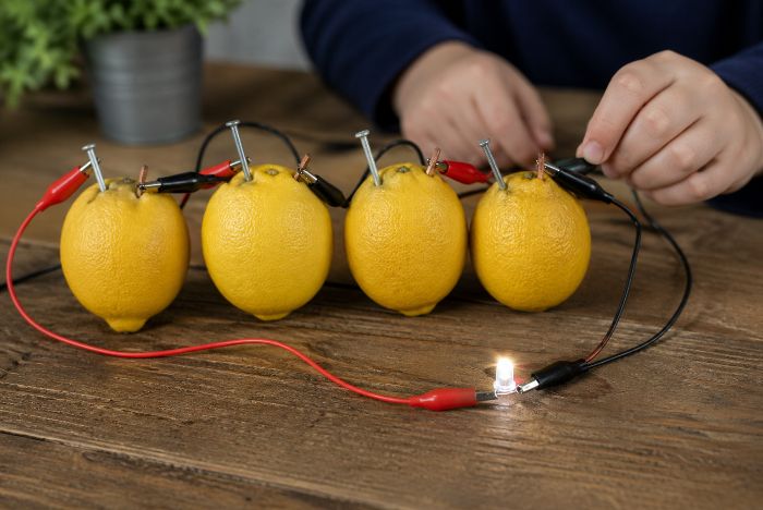 Maak een batterij van een citroen