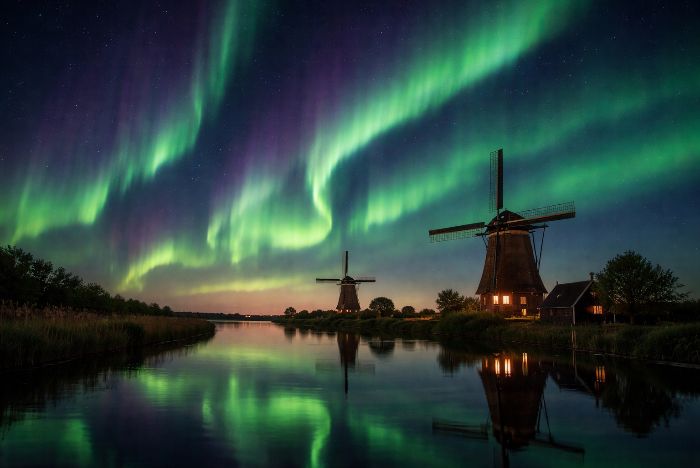 <h1>Wat is het noorderlicht</h1>

<p>Het noorderlicht is een natuurverschijnsel waarbij je gekleurde lichtgolven en sluiers aan de hemel ziet. Vaak zijn die groen, maar ook roze, paars of rood komt voor. Het verschijnt meestal in gebieden rond de Noordpool, maar af en toe is het zelfs in Nederland zichtbaar. Dat maakt het voor veel mensen een bijzonder moment. Het is geen vaststaand licht, maar beweegt en verandert voortdurend van vorm, alsof de lucht zelf in beweging is.</p>

