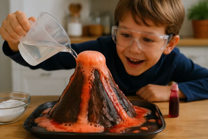 <h1>Vulkaanuitbarsting maken met baking soda en azijn</h1>

<p>Een vulkaan proefje maken spreekt al jaren tot de verbeelding van kinderen en ouders. Met simpele ingredi&euml;nten uit de keuken ontstaat een borrelende reactie die lijkt op een echte uitbarsting. Het is een makkelijk proefje thuis dat niet alleen leuk is om te zien, maar ook iets laat zien over scheikunde. Je merkt meteen hoe snel een reactie kan verlopen en dat maakt het experiment aantrekkelijk om zelf uit te proberen.</p>

